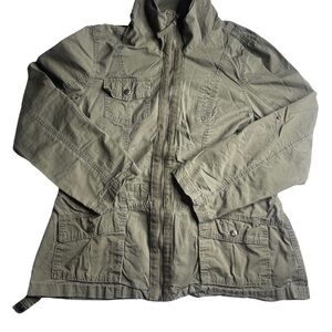Ashley Olive Green Utility Jacket Women’s XL Cotton Zip Front